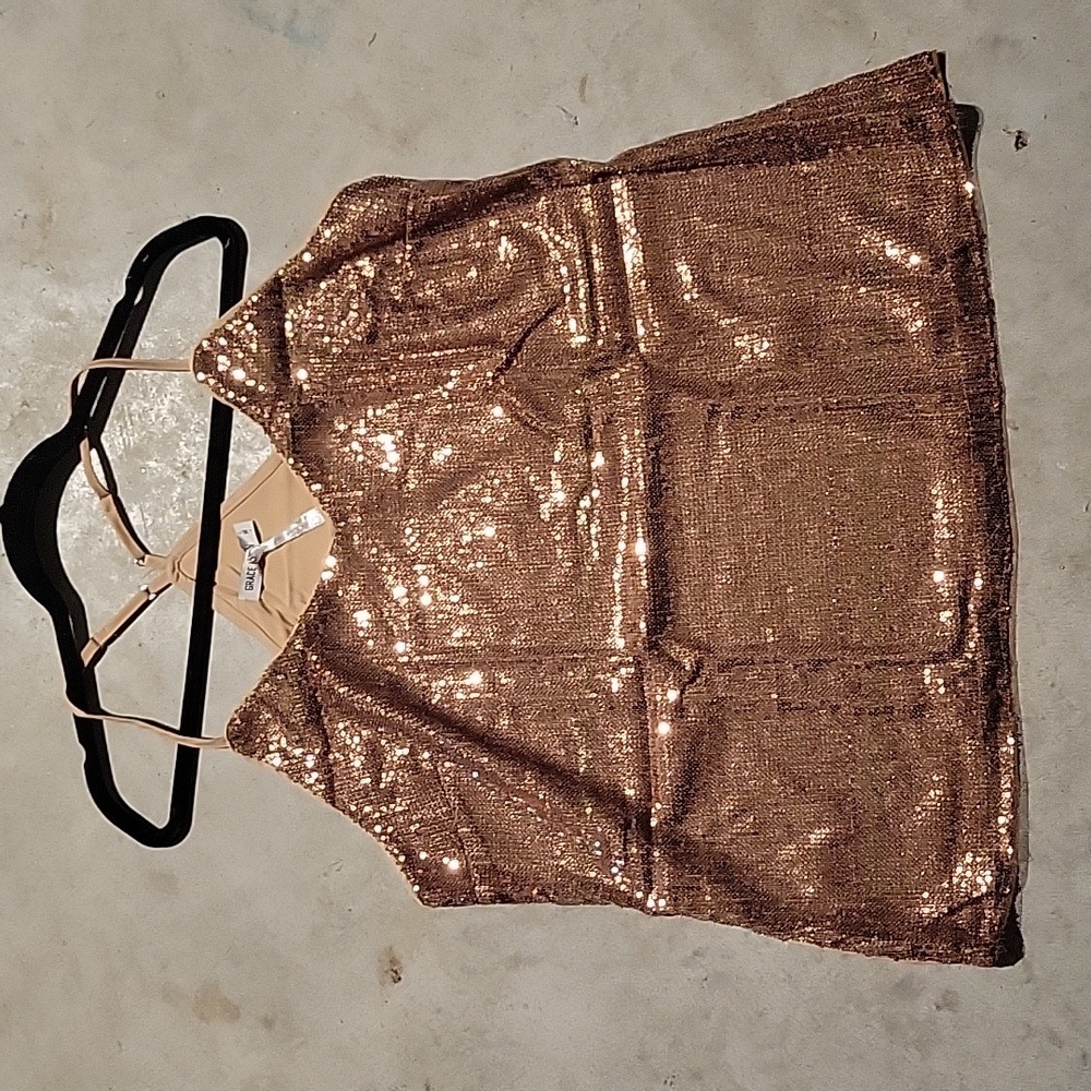 Grace Karin Sequin Tank in Rose Gold